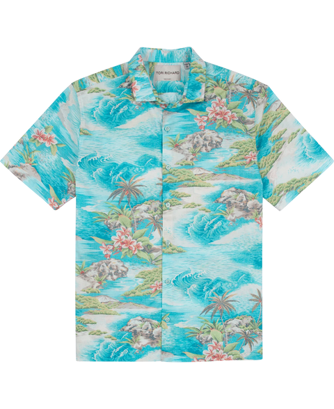 Tori Richard Panorama SS Shirt - Pacific Blue