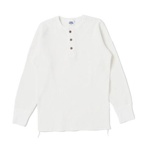 Studio D'Artisan (9937) Heavy Thermal Long Sleeve Henley Shirt - White