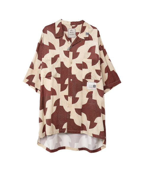 Maison Mihara Yasuhiro MMY- DRUNKER'S PATH QUILT PATTERN PRINTED S/S SHIRTS- BORDEAUX