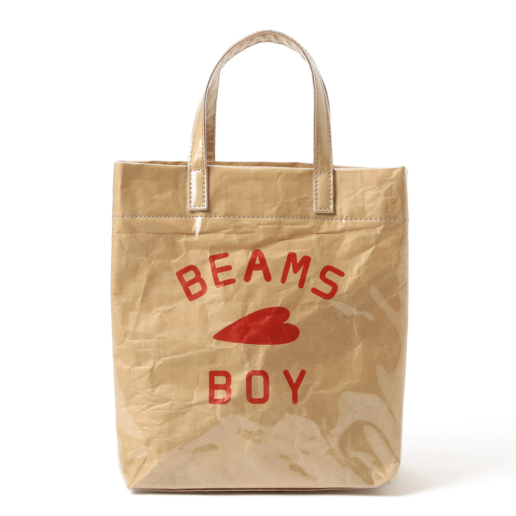 Beams Boy O. BB Logo Shop Bag - BEIGE