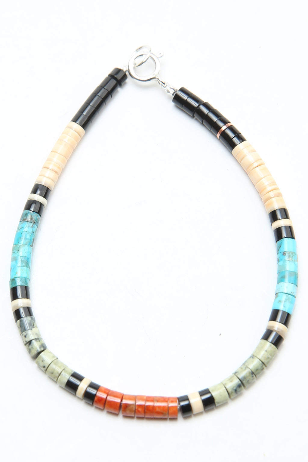 Multicolor Heishi Bracelet by Gerard & Mary Calabaza - Yellow & Black Leopard Skin Serpentine - Socorro, NM
