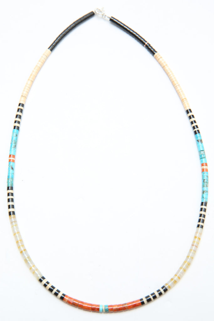 Multicolor Heishi Necklace by Gerard & Mary Calabaza - Mother of Pearl Gold Lip - West Coast