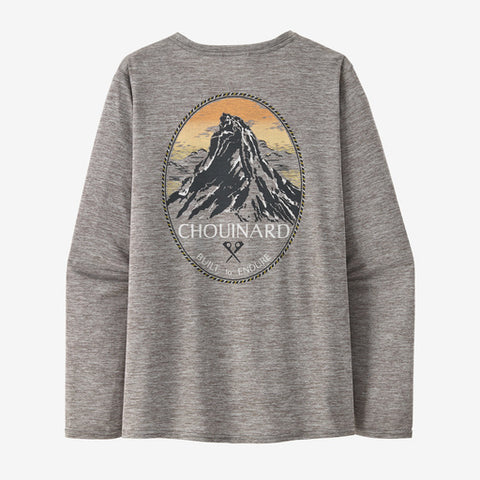 Patagonia Women's Long-Sleeved Capilene Cool Daily Graphic Shirt - Lands - Chouinard Crest: Feather Grey