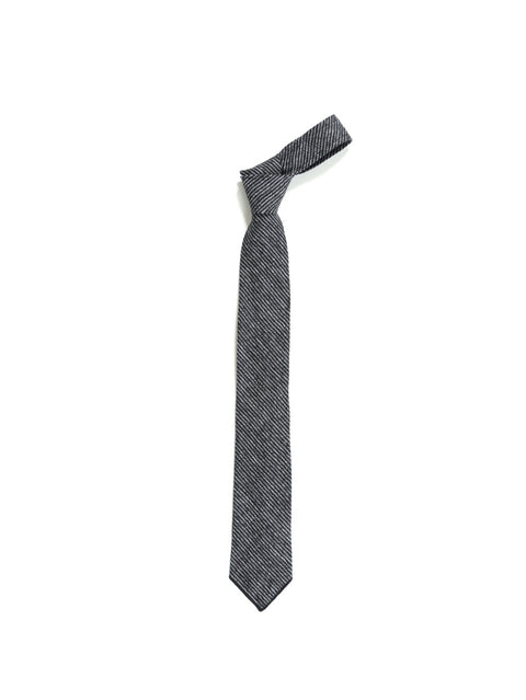 Engineered Garments Neck Tie - Black/Grey Linen Stripe