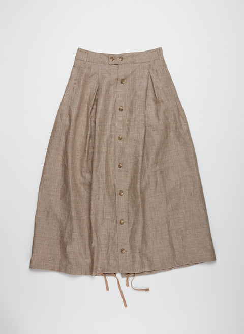 Engineered Garments Tuck Skirt - Beige Linen Glen Plaid