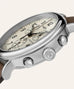 Timex Standard Chronograph 41mm Leather Strap Watch - Silver-Tone/Brown/Cream