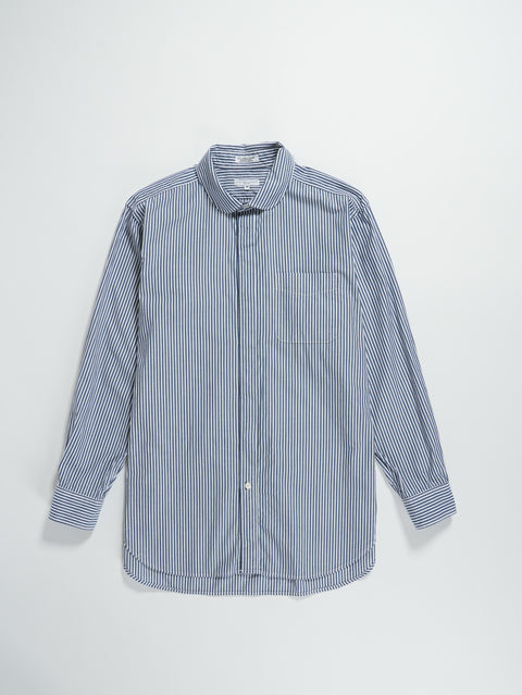 Engineered Garments Rounded Collar Shirt - Navy Candy Stripe Broadcloth