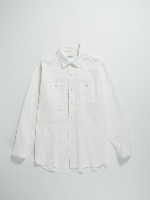Engineered Garments Work Shirt - White Tone&Tone Seersucker