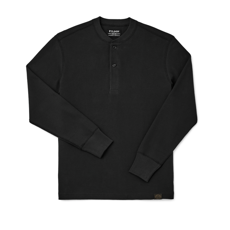 Filson Waffel Knit Henley - Faded Black