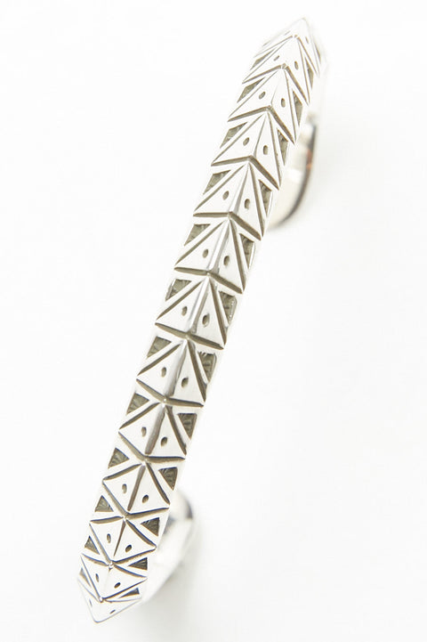 Sterling Silver Triangle Cuff by Lyle Secatero - Night and Day Cuff-Light