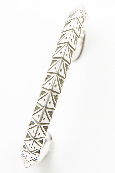 Sterling Silver Triangle Cuff by Lyle Secatero - Night and Day Cuff