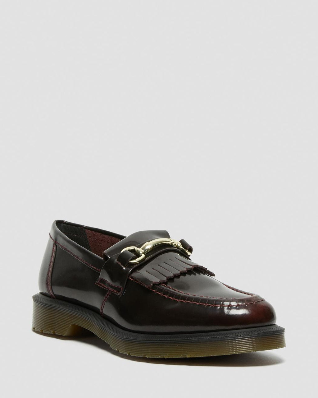 Dr. Martens Adrian Snaffle Smooth Leather Kiltie Loafers - Smooth Cherry Red Arcadia