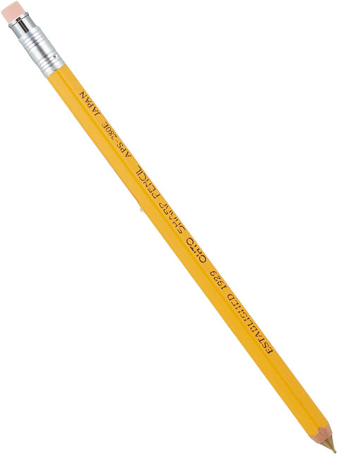 OHTO Mechanical Pencil Wood Sharp with Eraser, 0.5mm, Natural Wood Color Body - Yellow