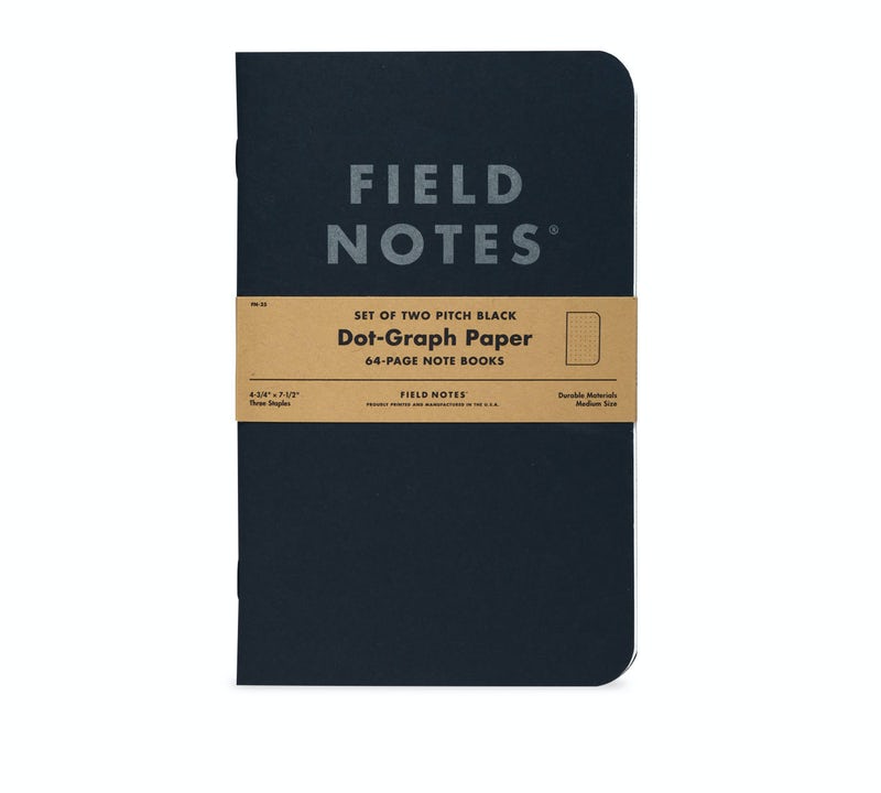 Field Notes 2-Pack Pitch Black Note Book - Dot-Graph (Large)