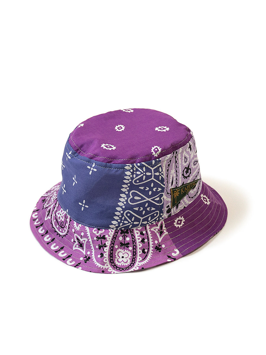 Kapital Bandana Patchwork Bucket Hat (Short Brim) - Light Purple