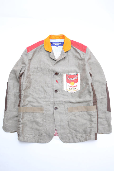 Junya Watanabe MAN Campbell-print detail jacket - Beige X Brown X White/Red